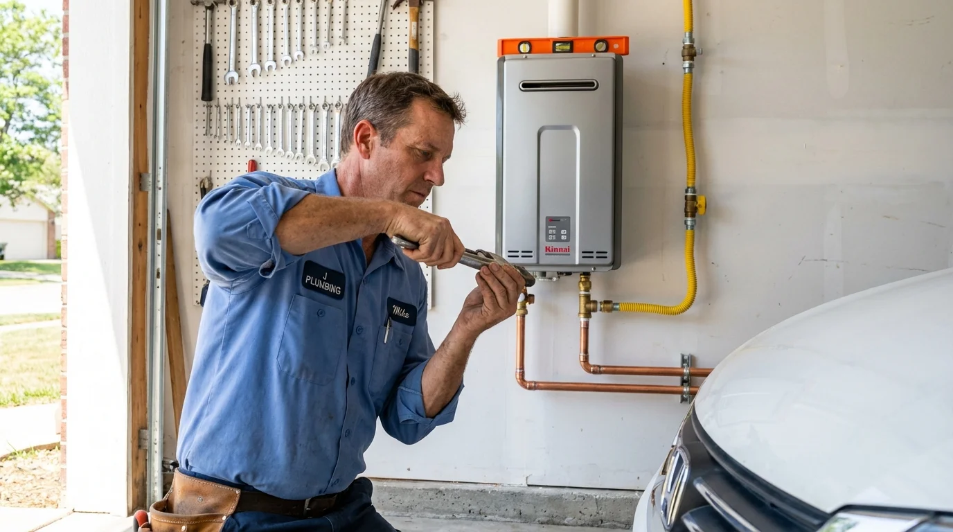 Tankless water heater installation by a Johns Plumbing LLC plumber in South Lancaster